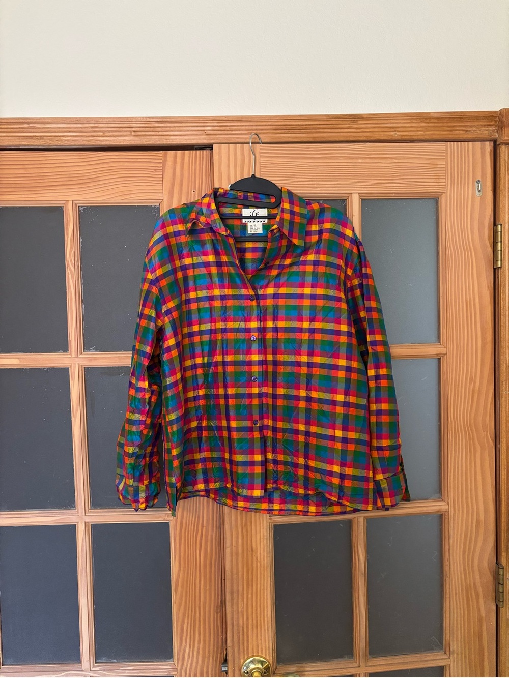 Silk Rainbow Button-Up Shirt